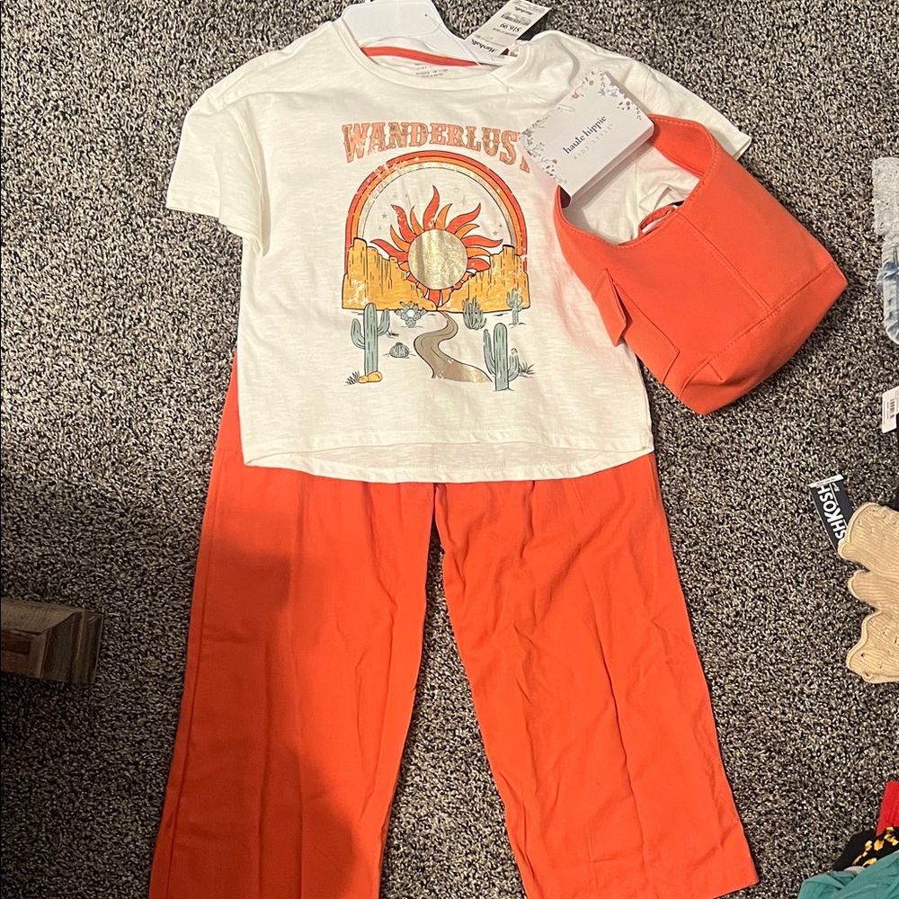 Haute Hippie Kids White Tee and Orange Accent